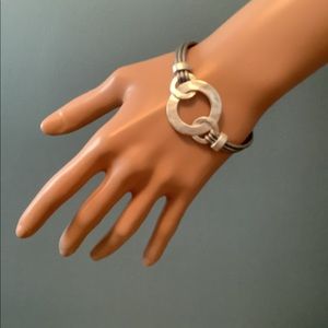 Silvertone Hammered Mod Bracelet